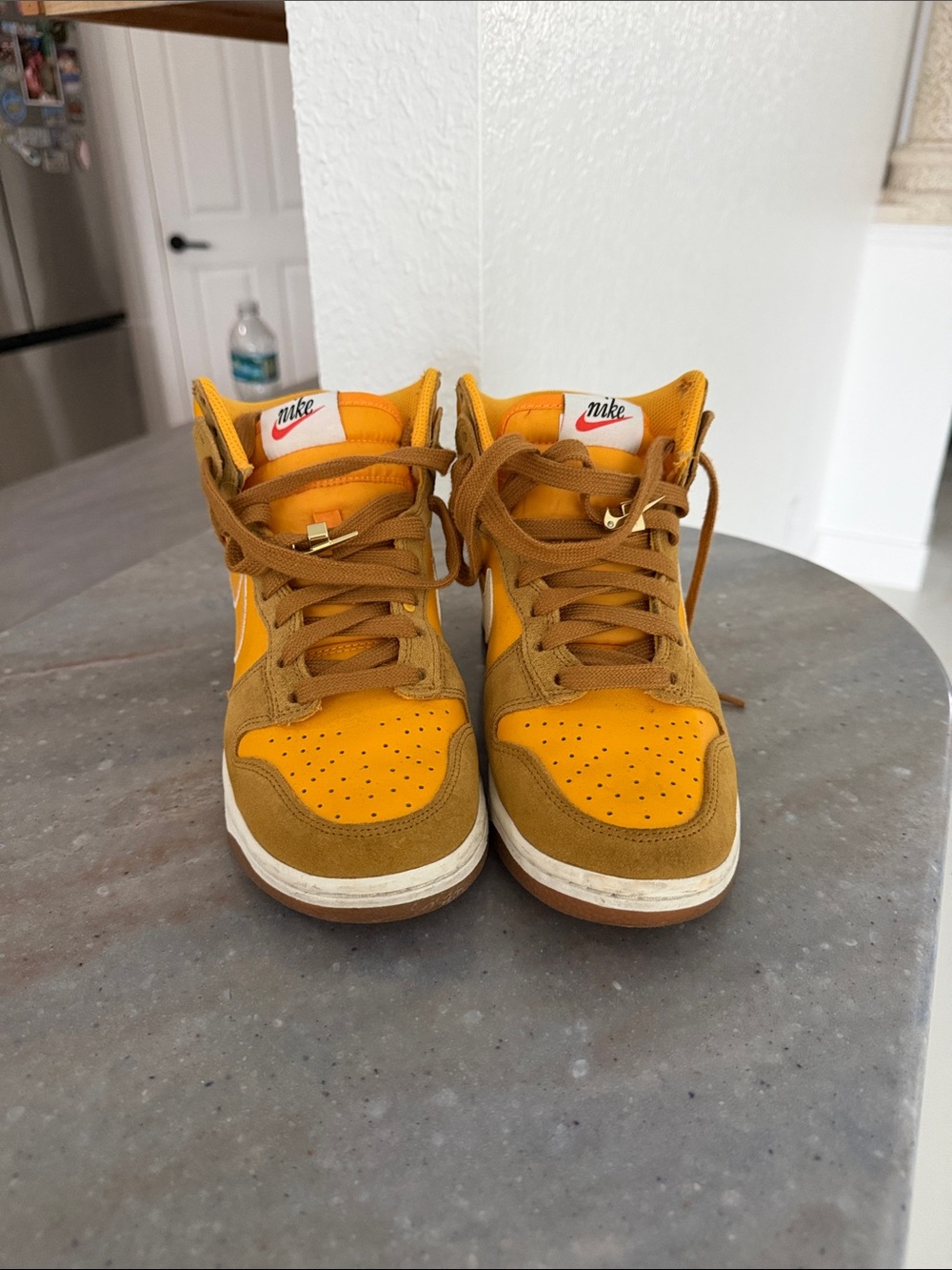 Nike Kids Yellow and Tan High-Top Sneakers
